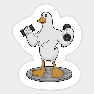 Duck as Bodybuilder with Dumbbells Sticker